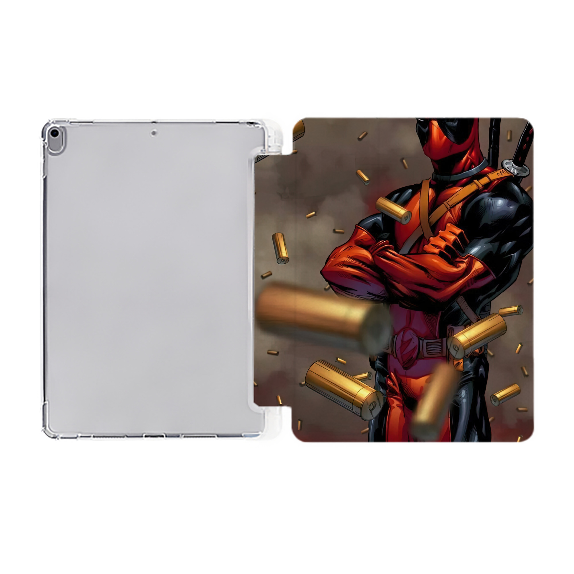 （画像用） Deadpool デッドプール IPad ケース ペン収納付き 三つ折りスタンド PUレザー×シリコン 対応機種9.5/10.5/10.9インチ
